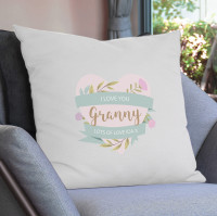 Personalised Floral Heart Cream Cushion Cover