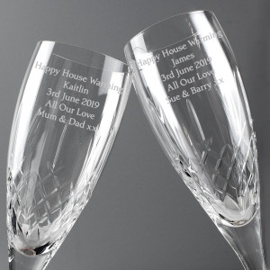 Personalised Crystal Champagne Pair of Flutes with Gift Box
